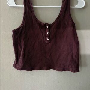 Old Navy Maroon Crop Top with Button Detail